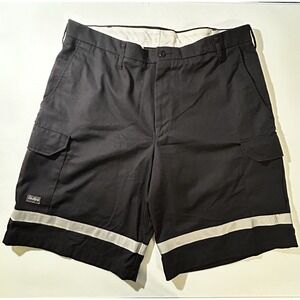 SofTwill by UniFirst Reflective Baggy Cargo Work Shorts Lot Black Mens Size 38X